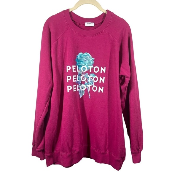 Peloton Sweatshirt Women's Large Pink Cotton Long Sleeves‎ Oversized Workout - Picture 1 of 5